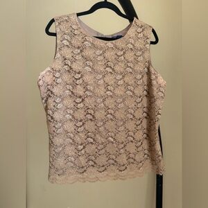 Karen Scott Tan Gold Lace Sleeveless Top